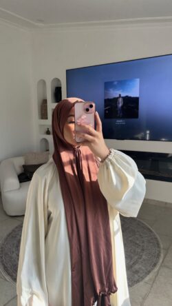 Jersey premium de luxe ondulé satiné :marron